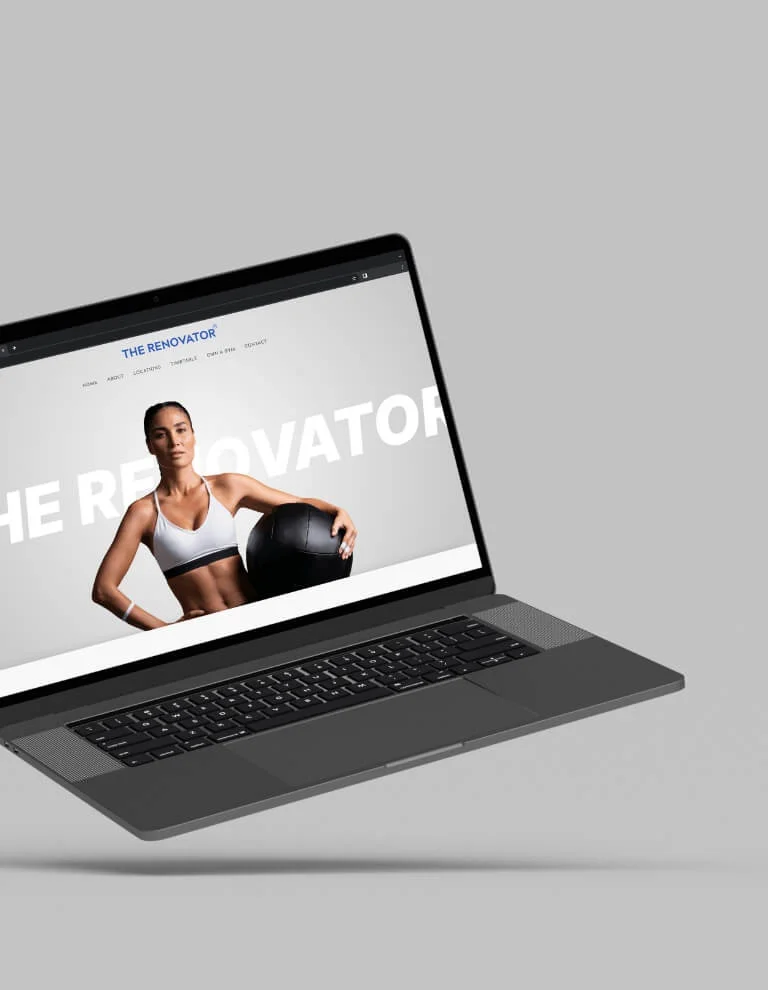 A laptop with a woman holding a ball on it.