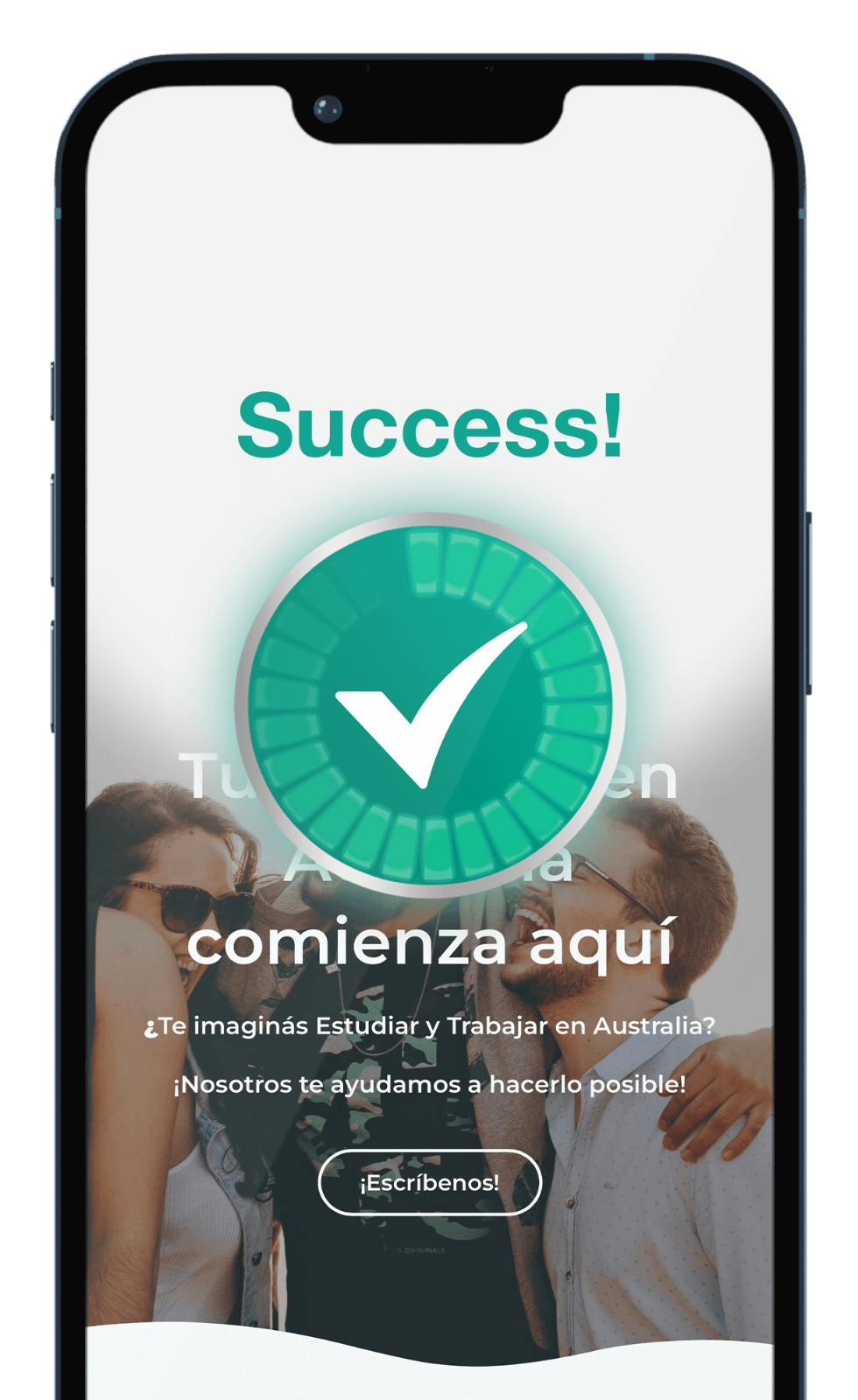 A phone screen with the word success on it.