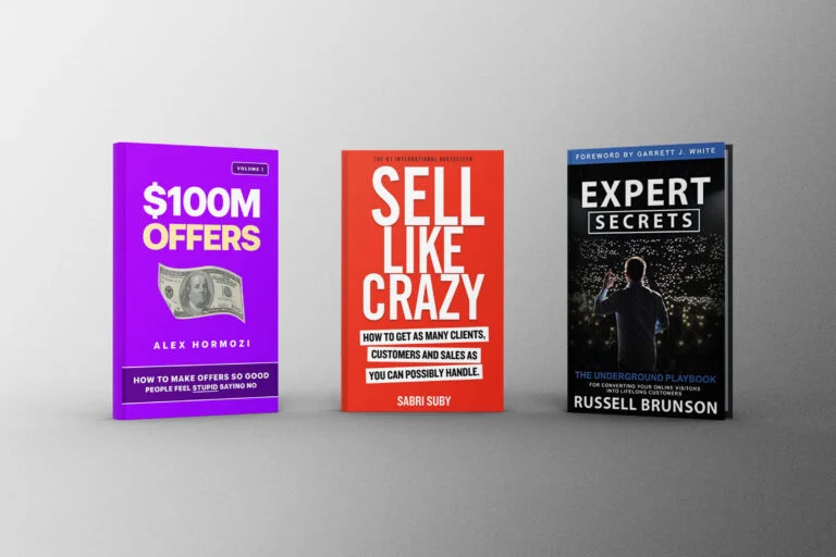 Three book covers with the words sell like crazy, sell like crazy, and sell like crazy.