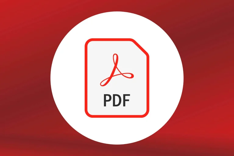 A red background with a pdf editor.