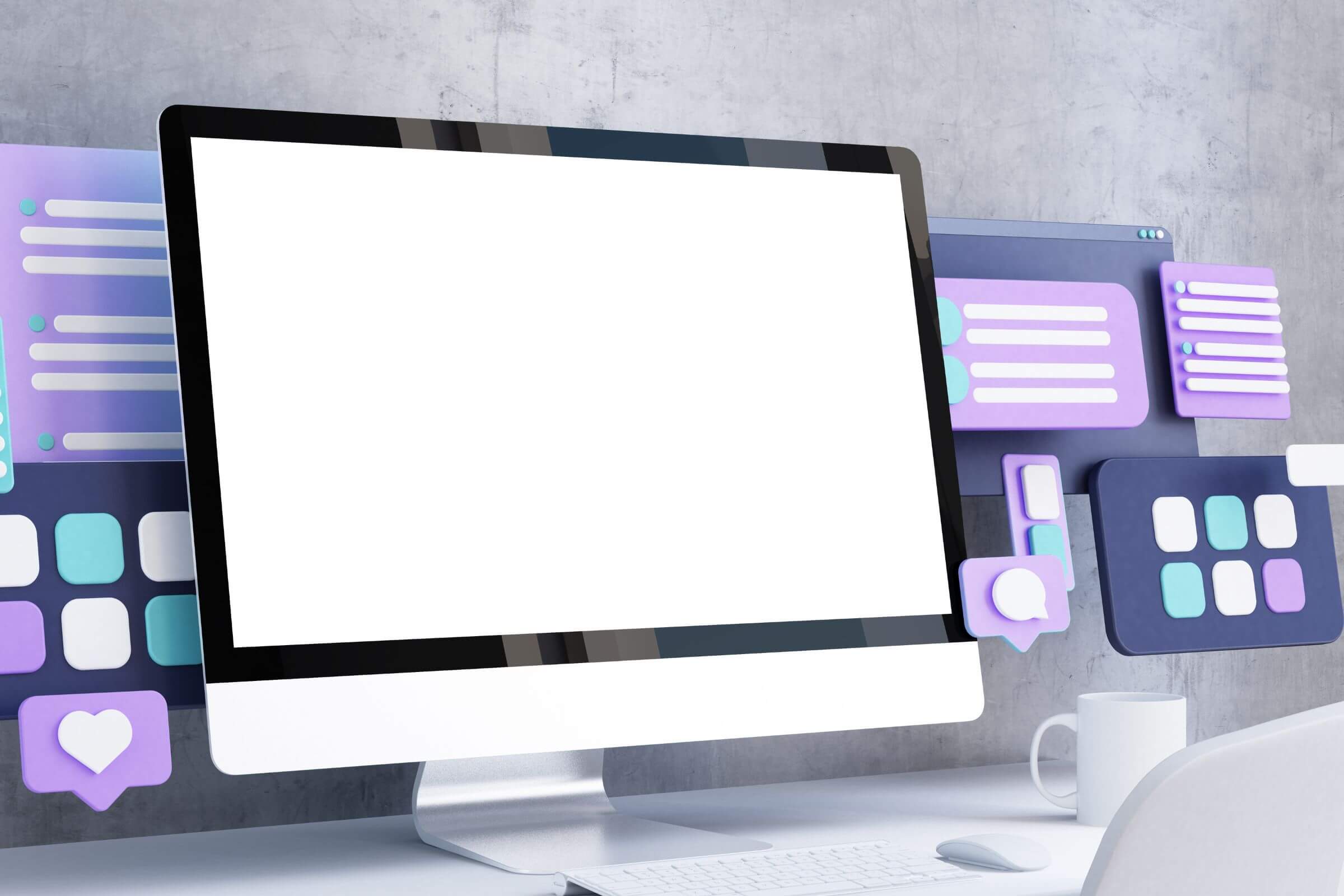 A digital marketing strategy utilizing social media icons displayed on a computer screen.