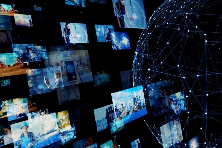 A 3D image of a globe showcasing diverse images, for website maintenance.