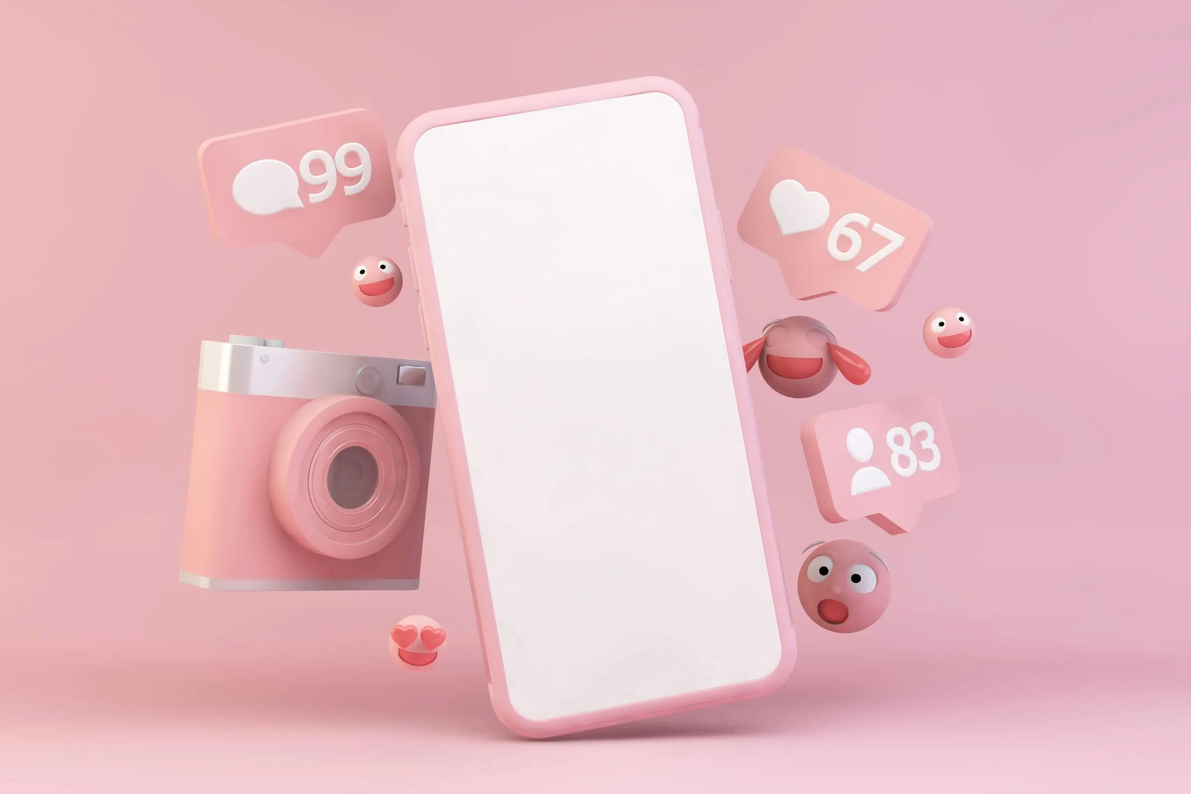 A phone decorated with social media icons.