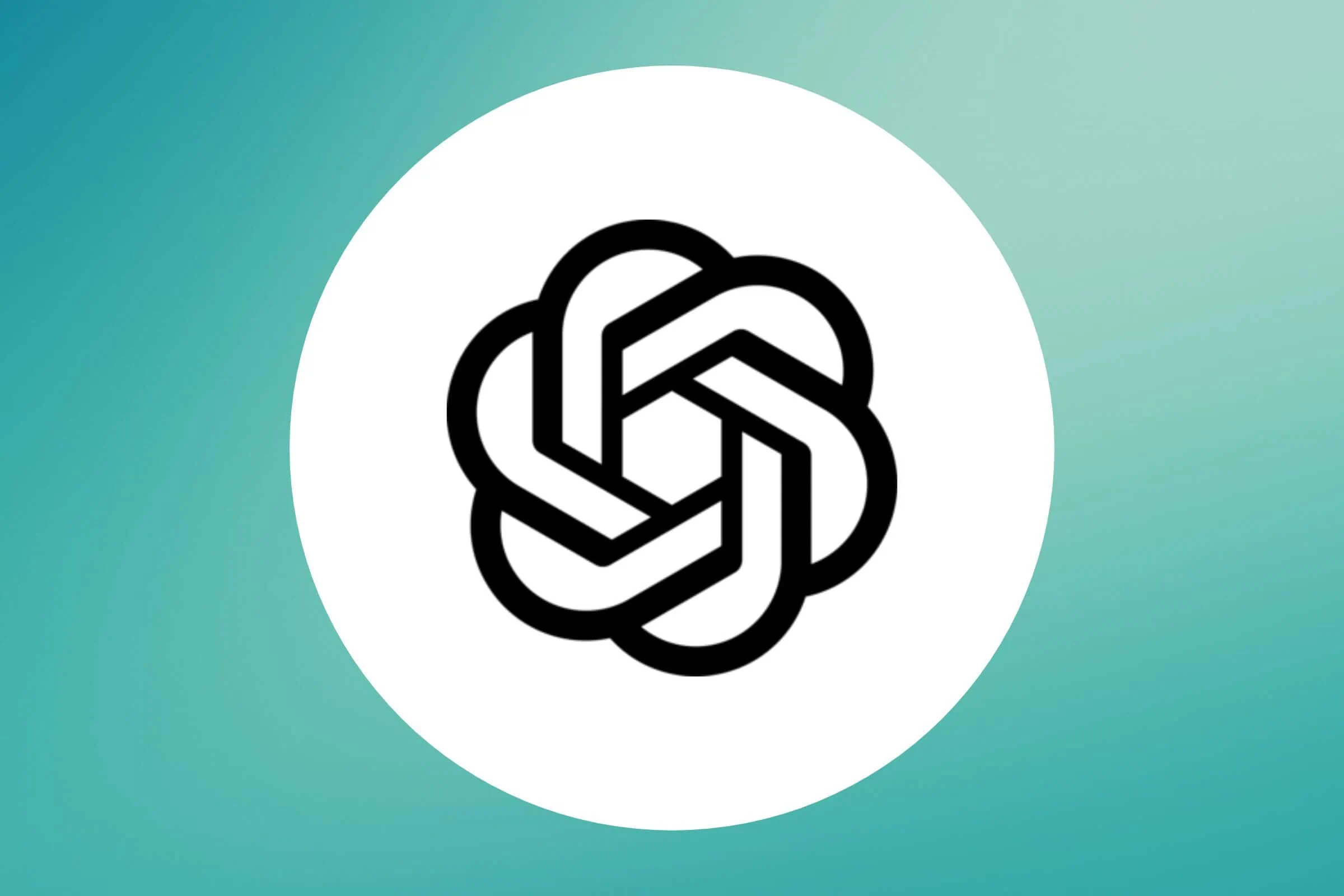 A black and white knot logo on a blue background for chatgpt.